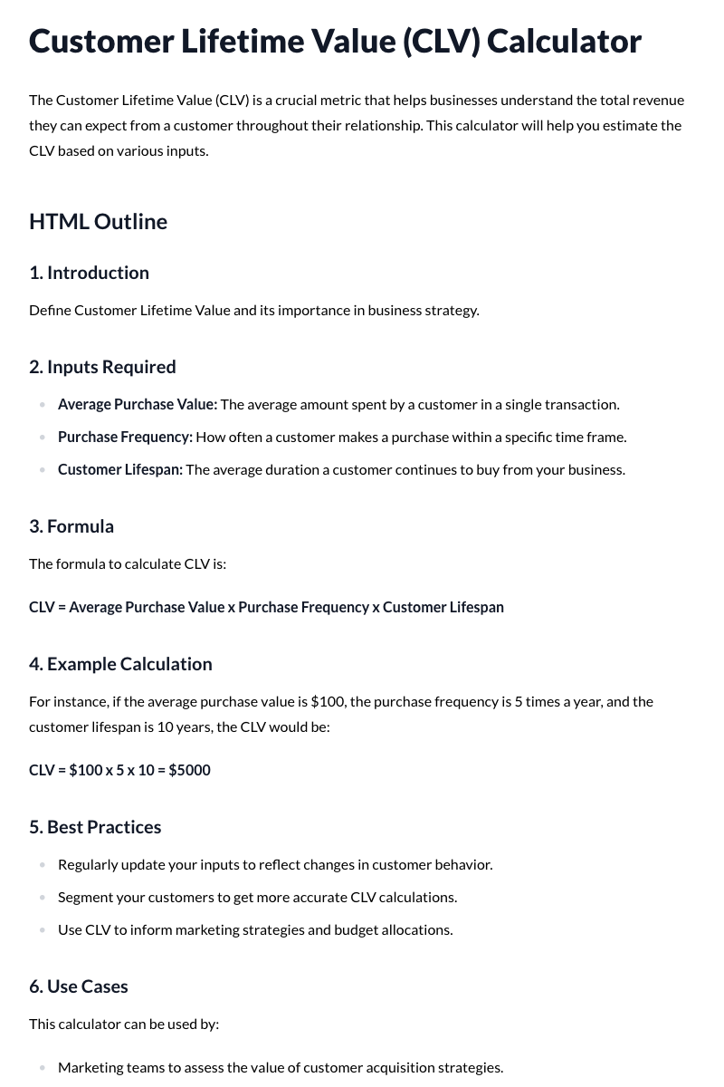 Customer Lifetime Value Calculator