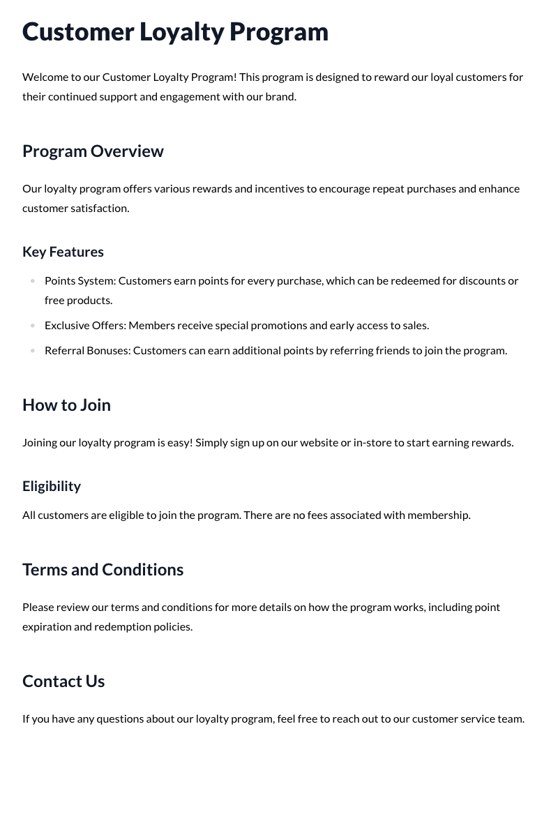 Customer Loyalty Program Template
