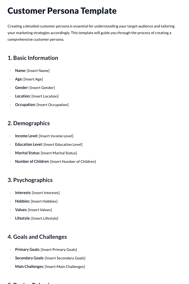 Customer Persona Template