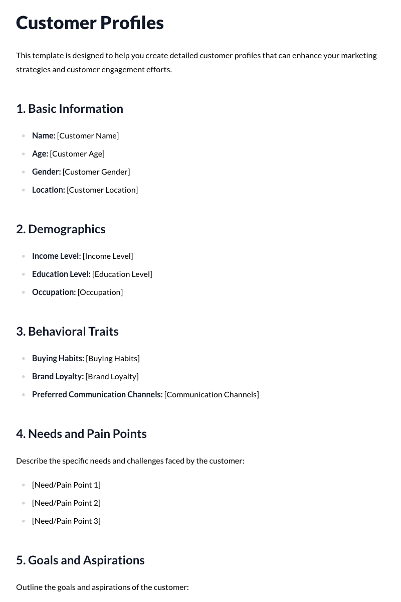 Customer Profiles Template