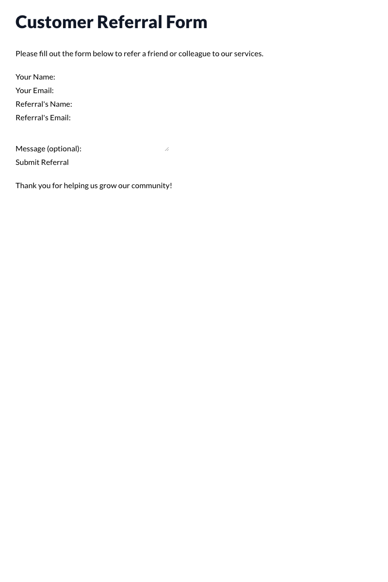 Customer Referral Form