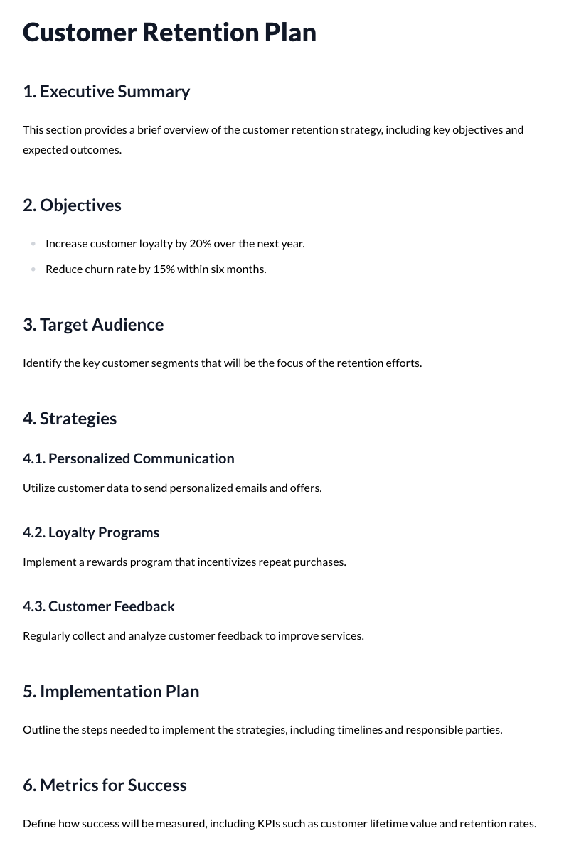 Customer Retention Plan