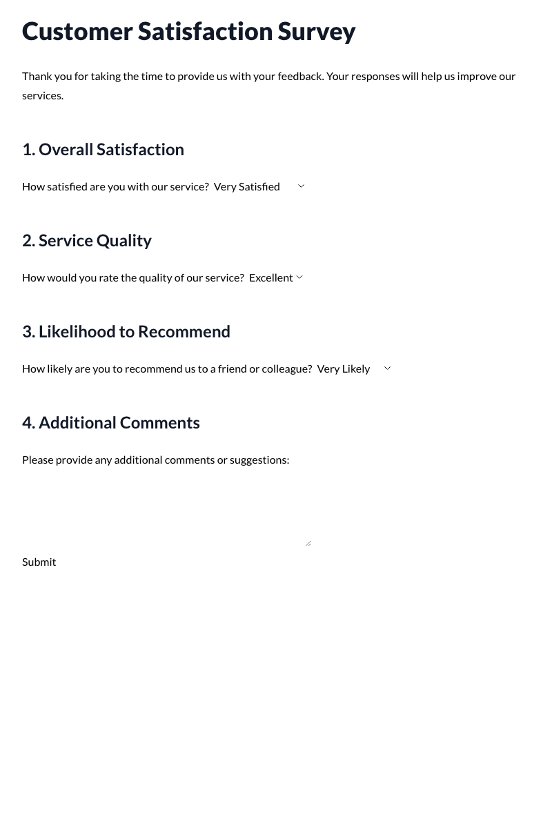 Customer Satisfaction Survey