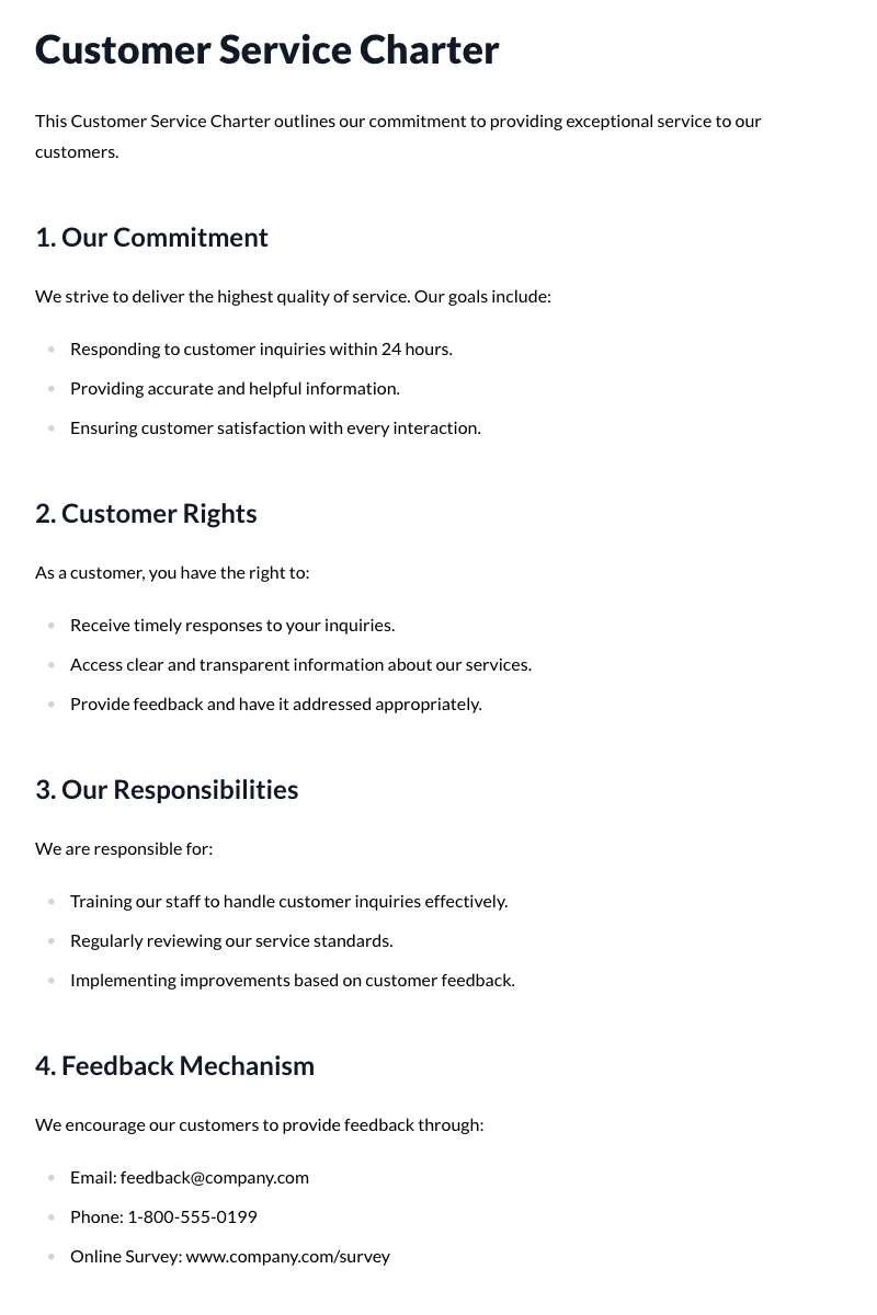 Customer Service Charter