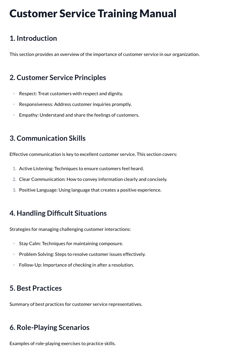 Customer Service Training Manual