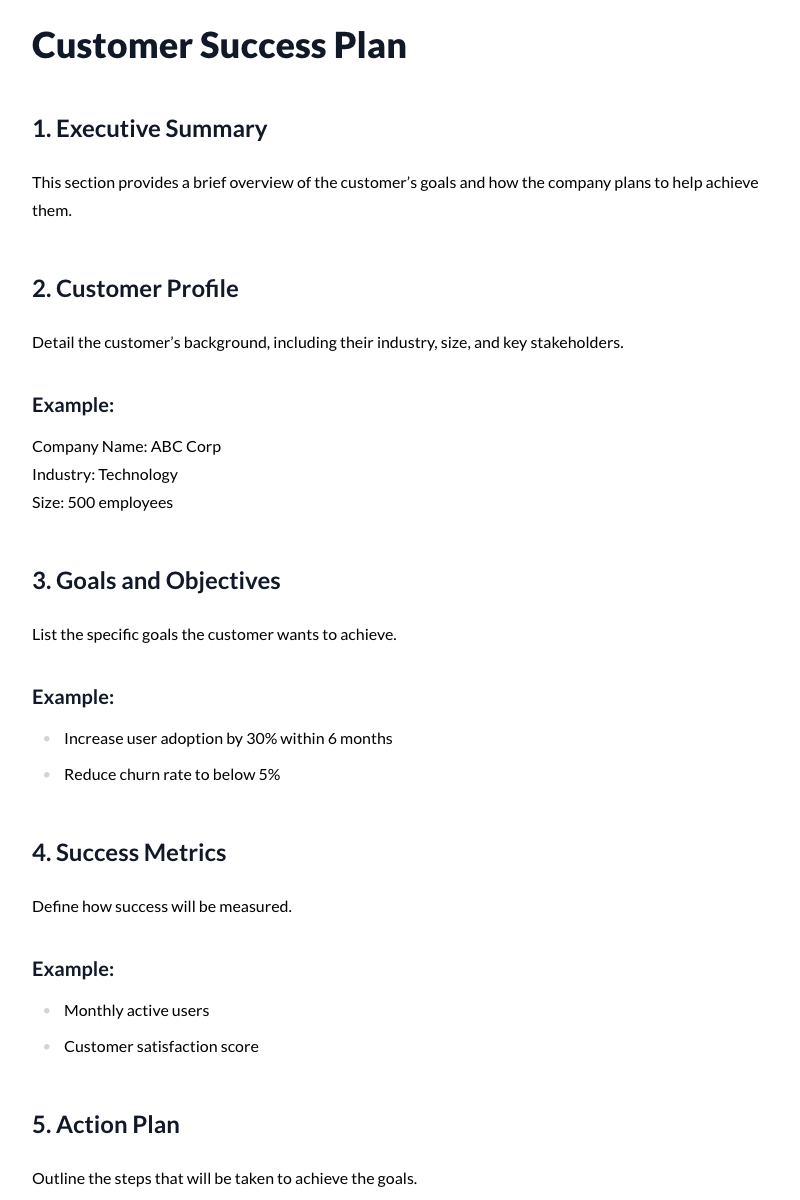 Customer Success Plan Template