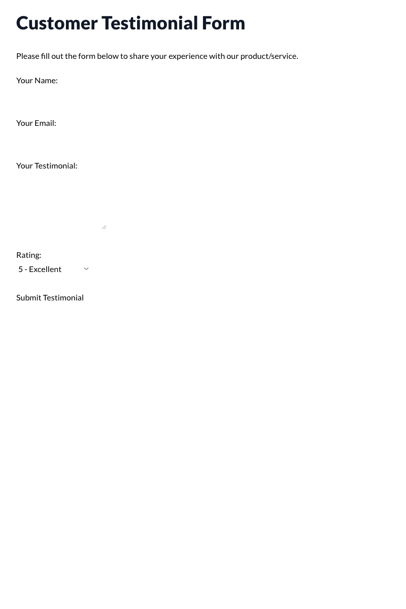 Customer Testimonial Form