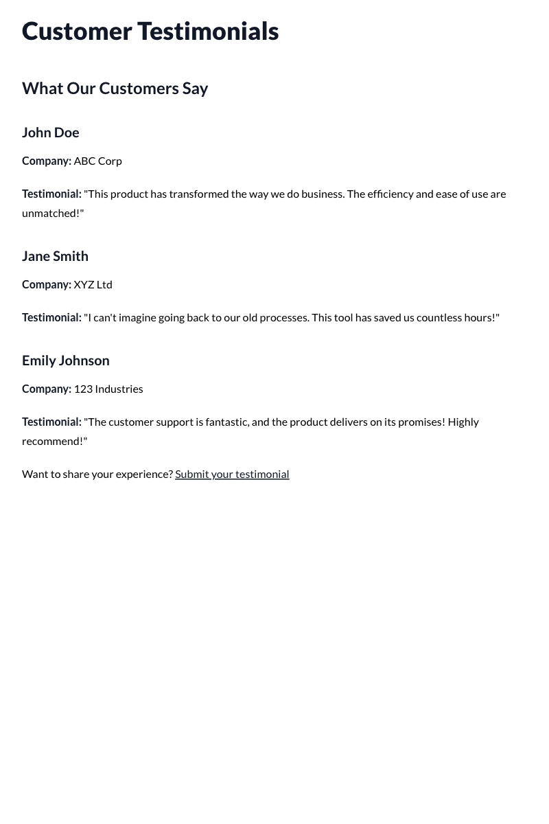 Customer Testimonials