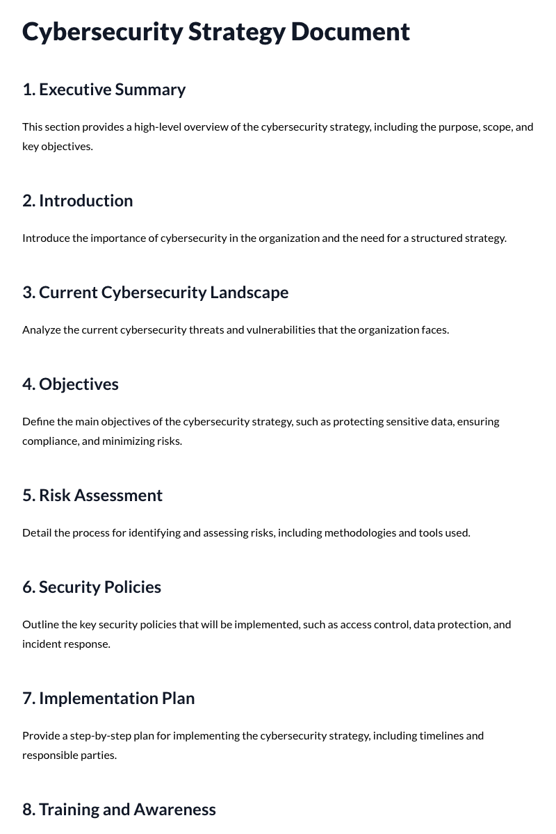 Cybersecurity Strategy Document Template