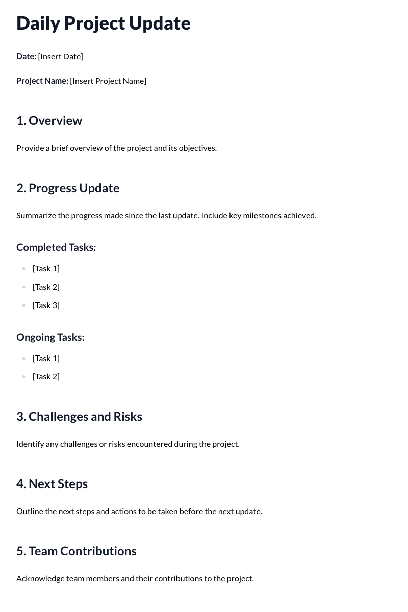 Daily Project Update Template