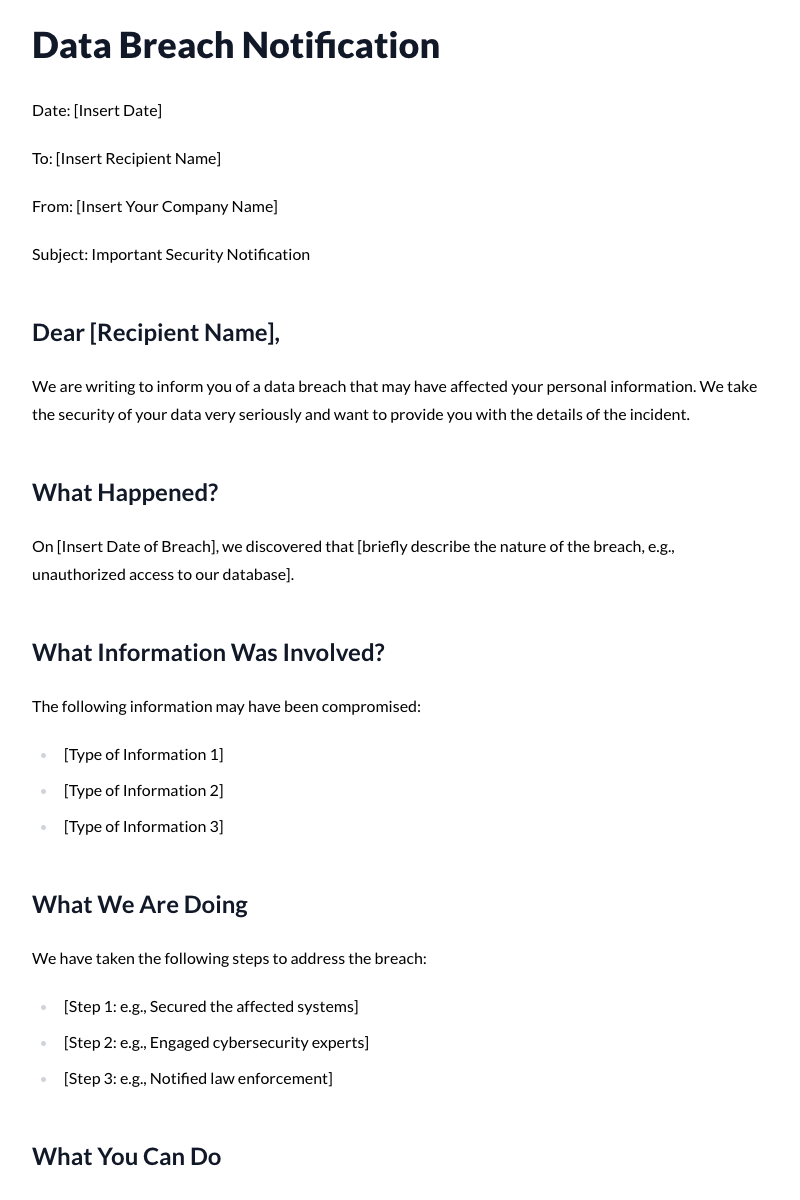 Data Breach Notification Template