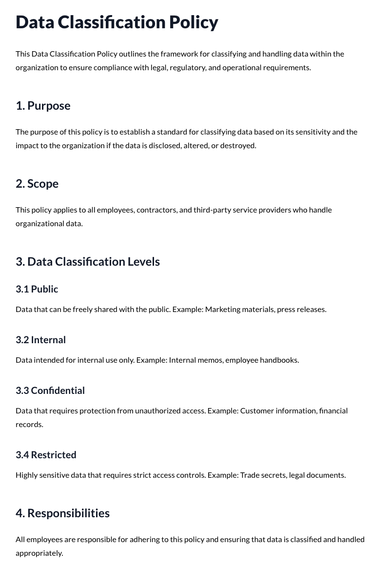 Data Classification Policy Template