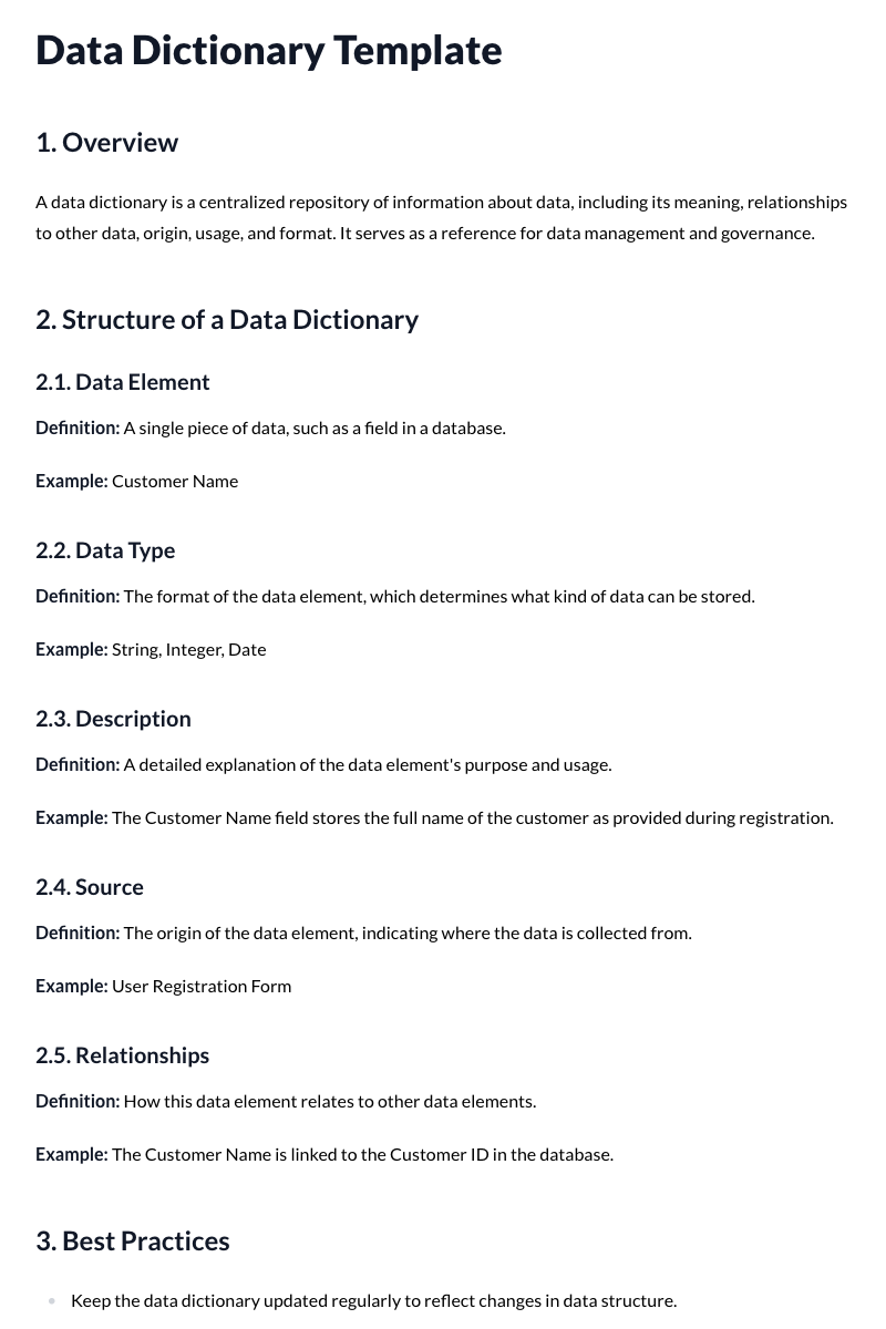 Data Dictionaries