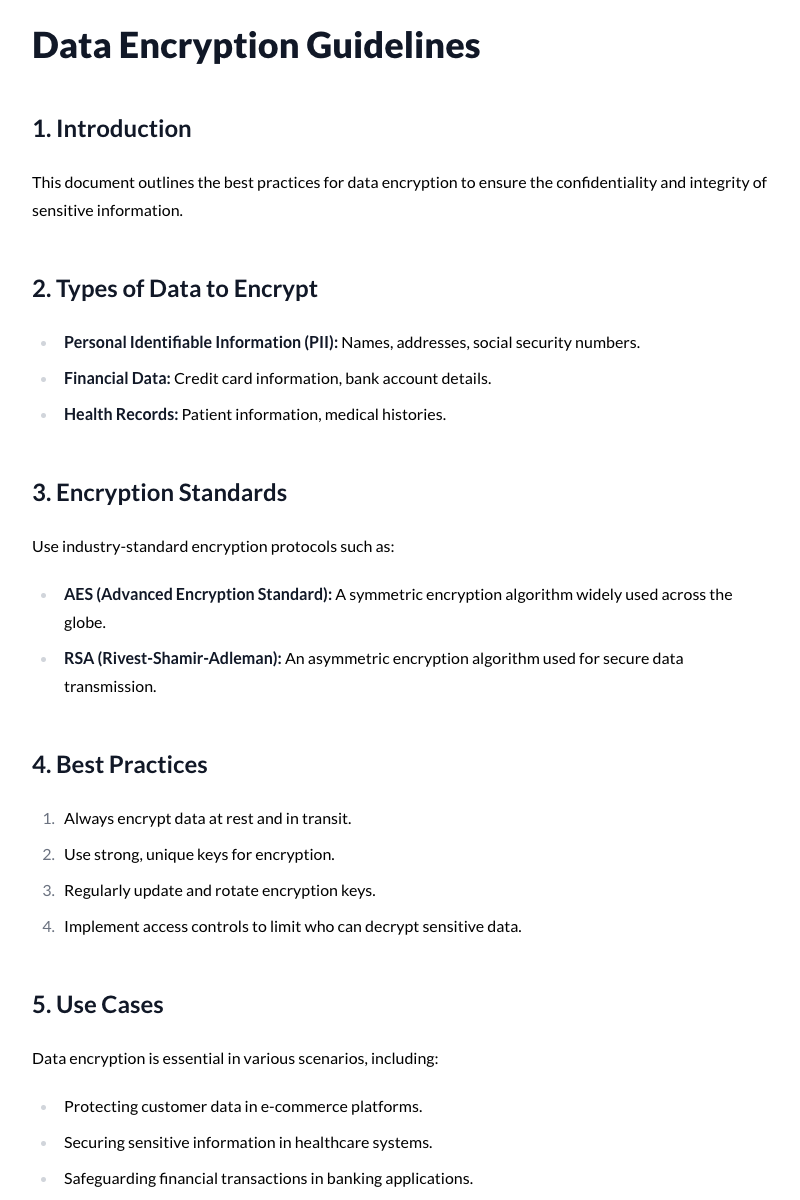 Data Encryption Guidelines Template