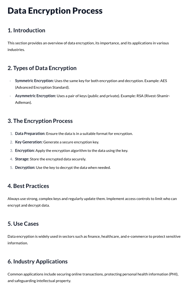 Data Encryption Process Template