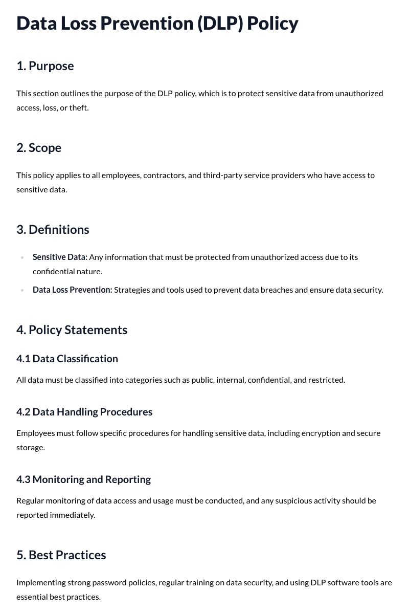 Data Loss Prevention (DLP) Policy Template