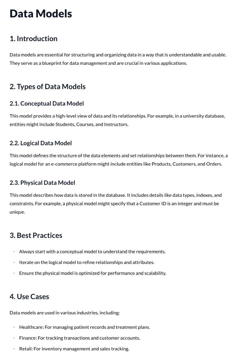 Data Models Template