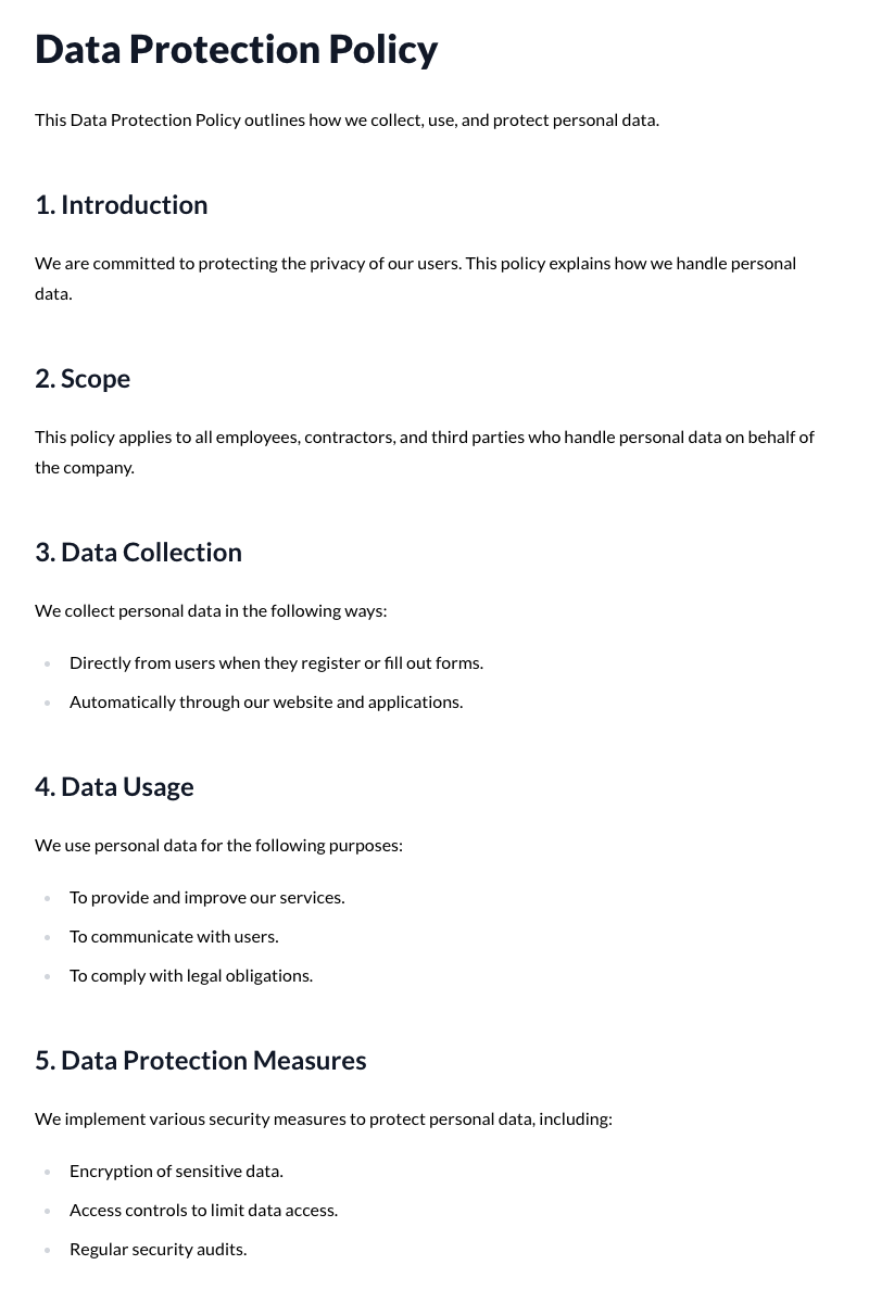 Data Protection Policy Template