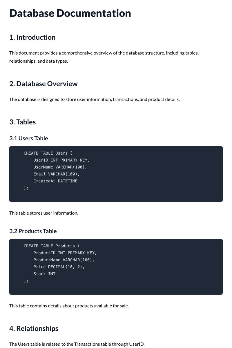 Database Documentation