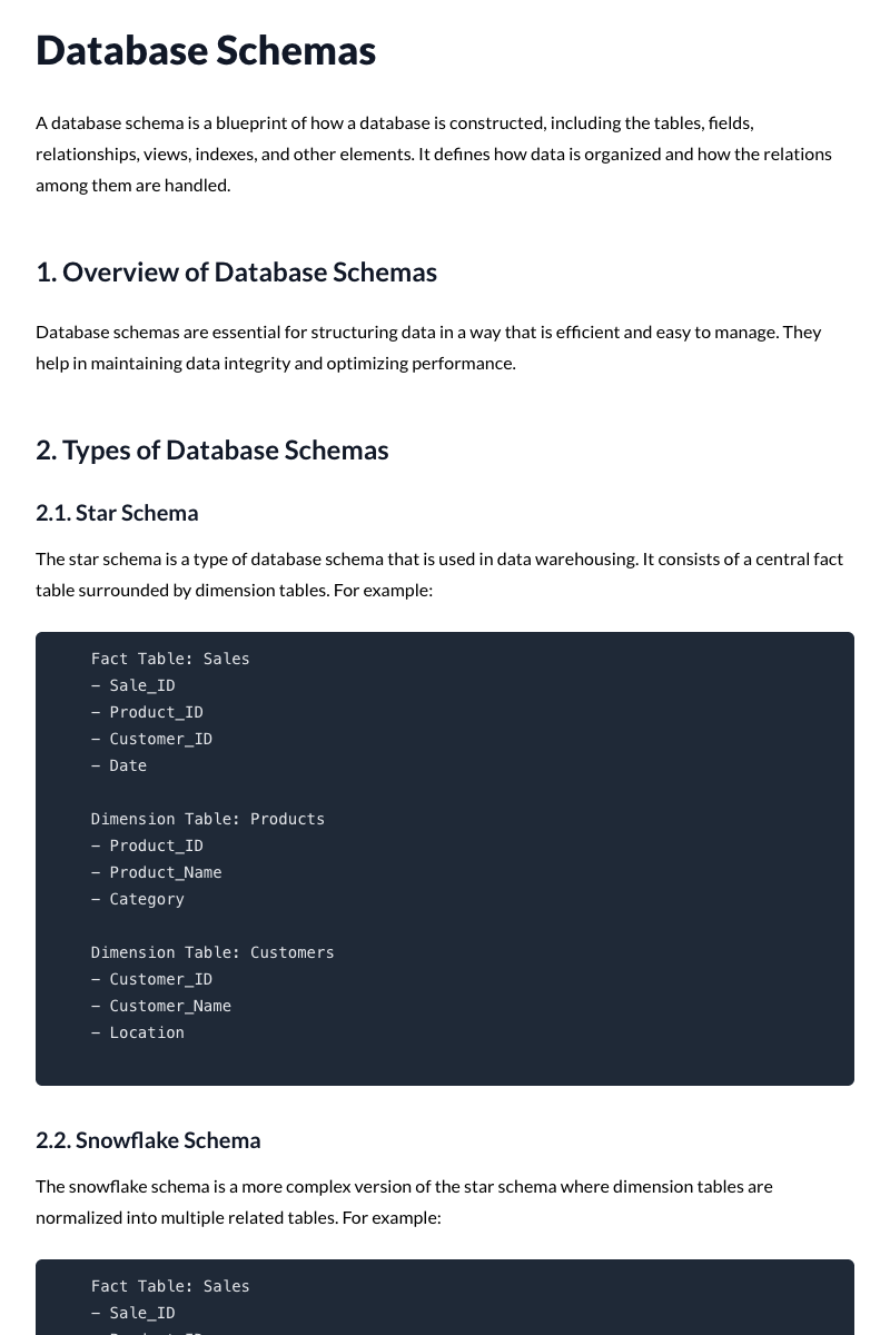 Database Schemas