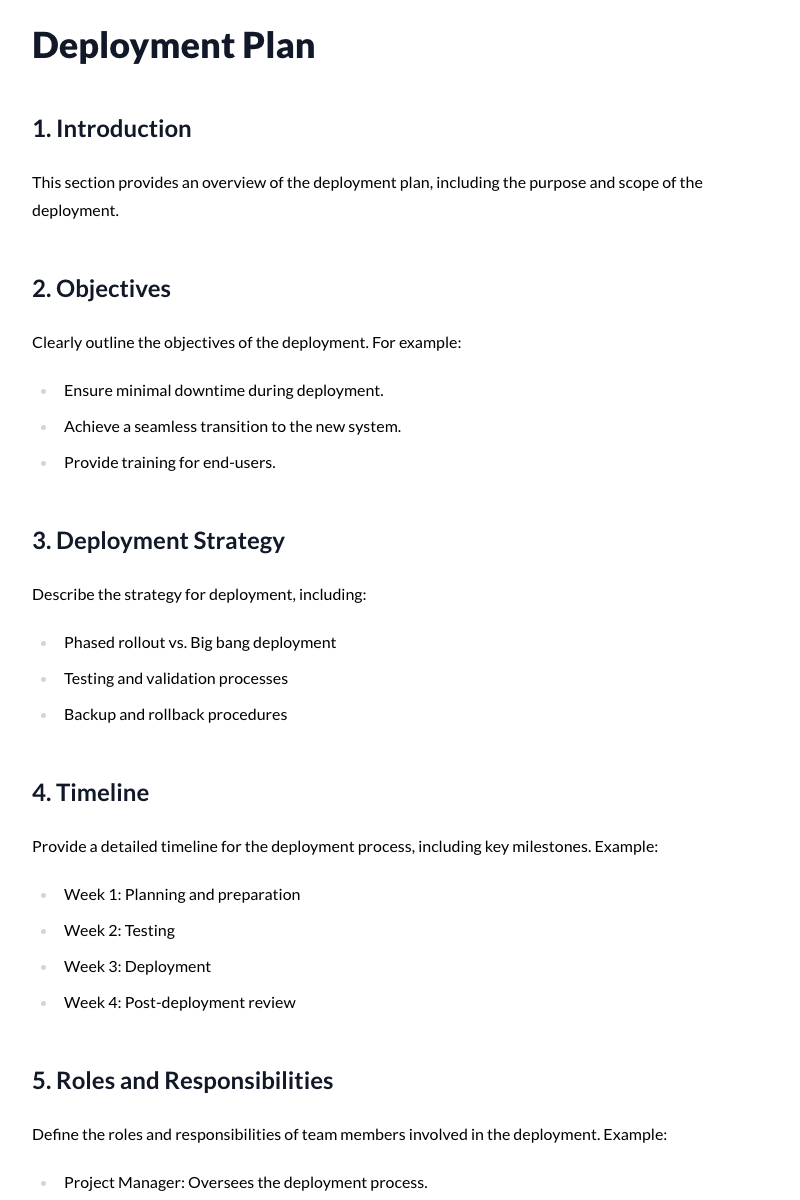 Deployment Plan Template