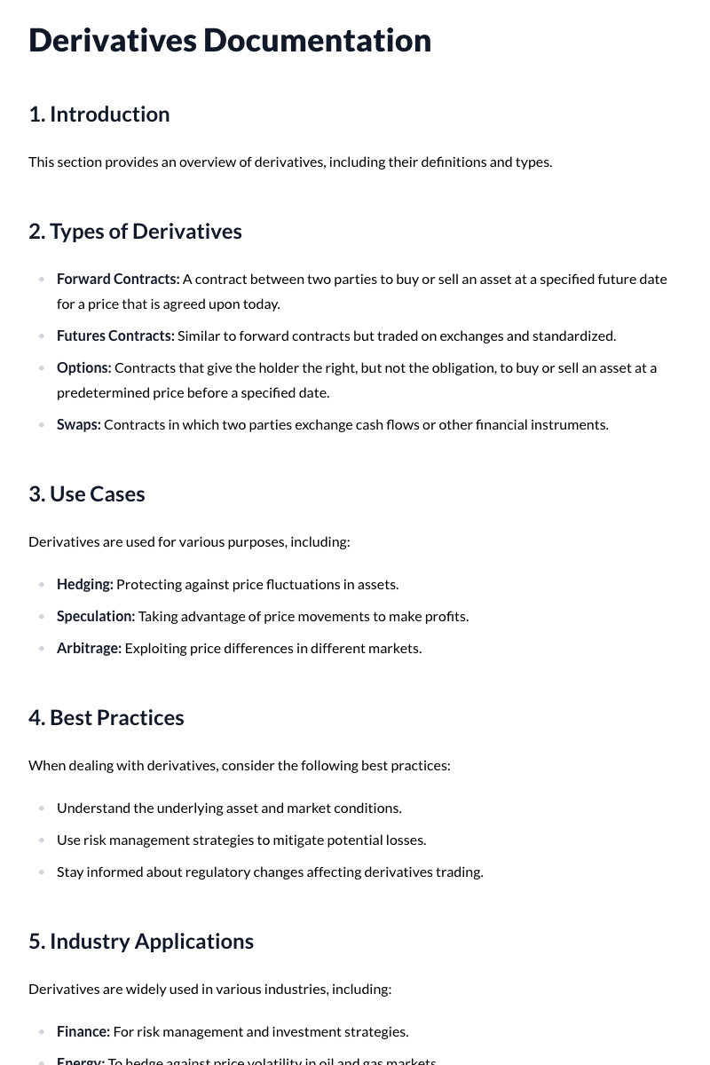 Derivatives Documentation