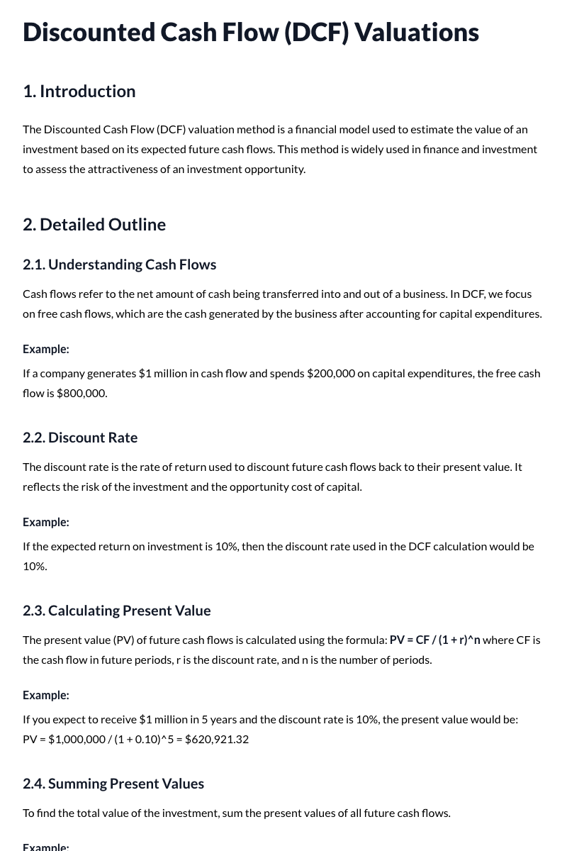 Discounted Cash Flow (DCF) Valuations
