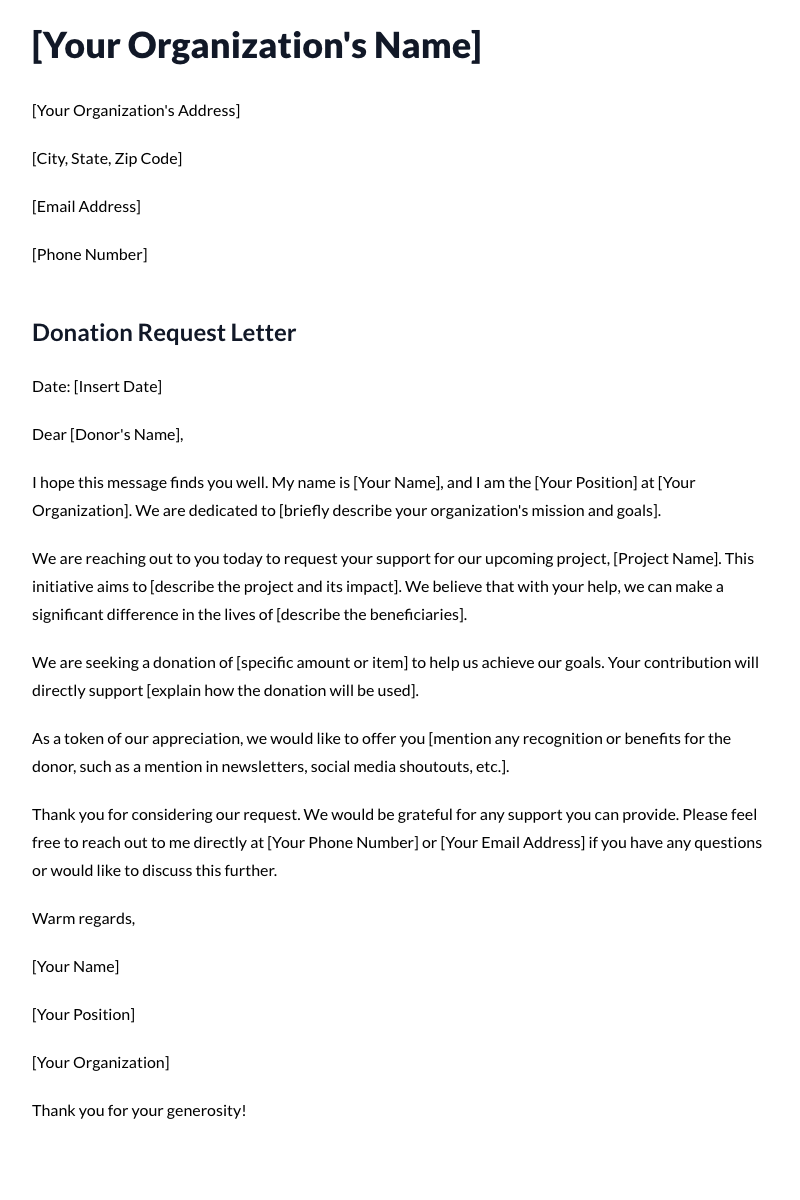 Donation Request Letter