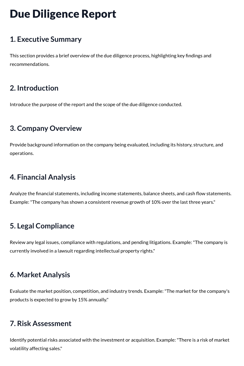 Due Diligence Reports