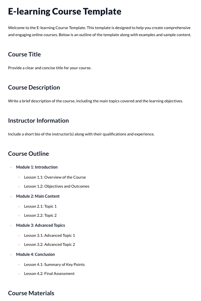 E-learning Course Template