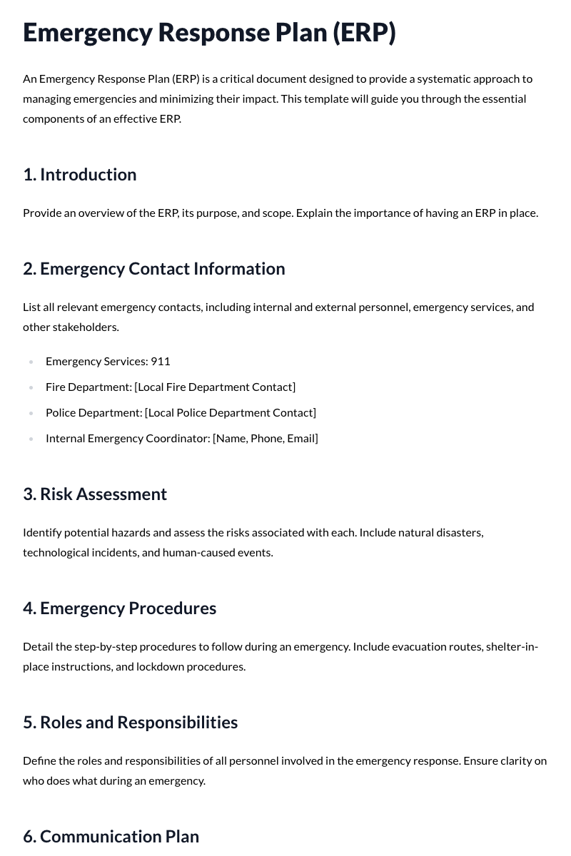 Emergency Response Plan (ERP)