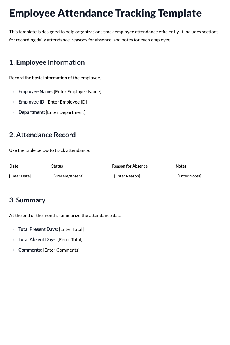 Employee Attendance Tracking Template (Attendance log)