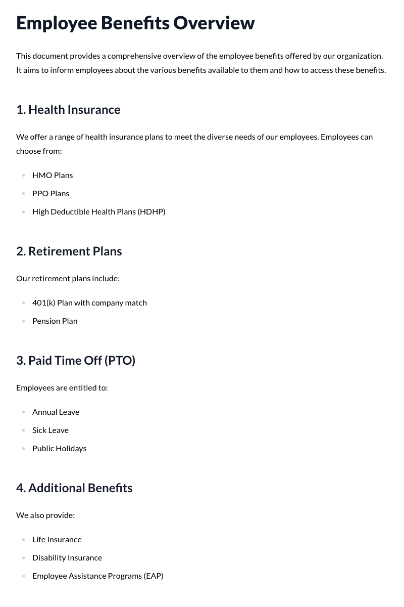 Employee Benefits Overview