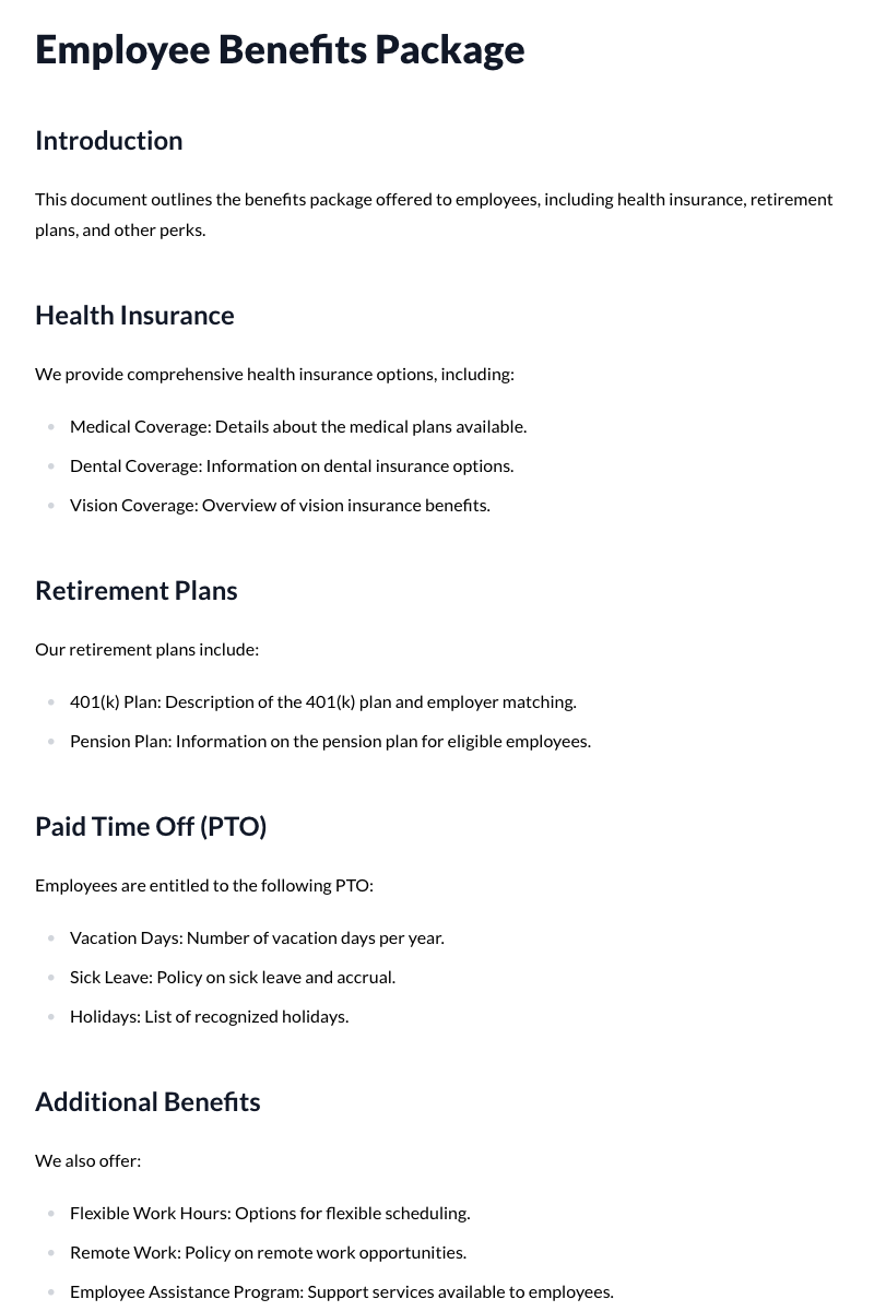 Employee Benefits Package Template