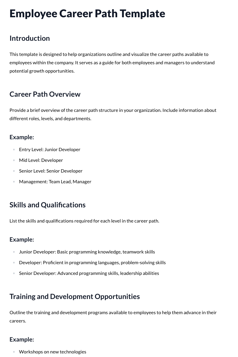 Employee Career Path Template