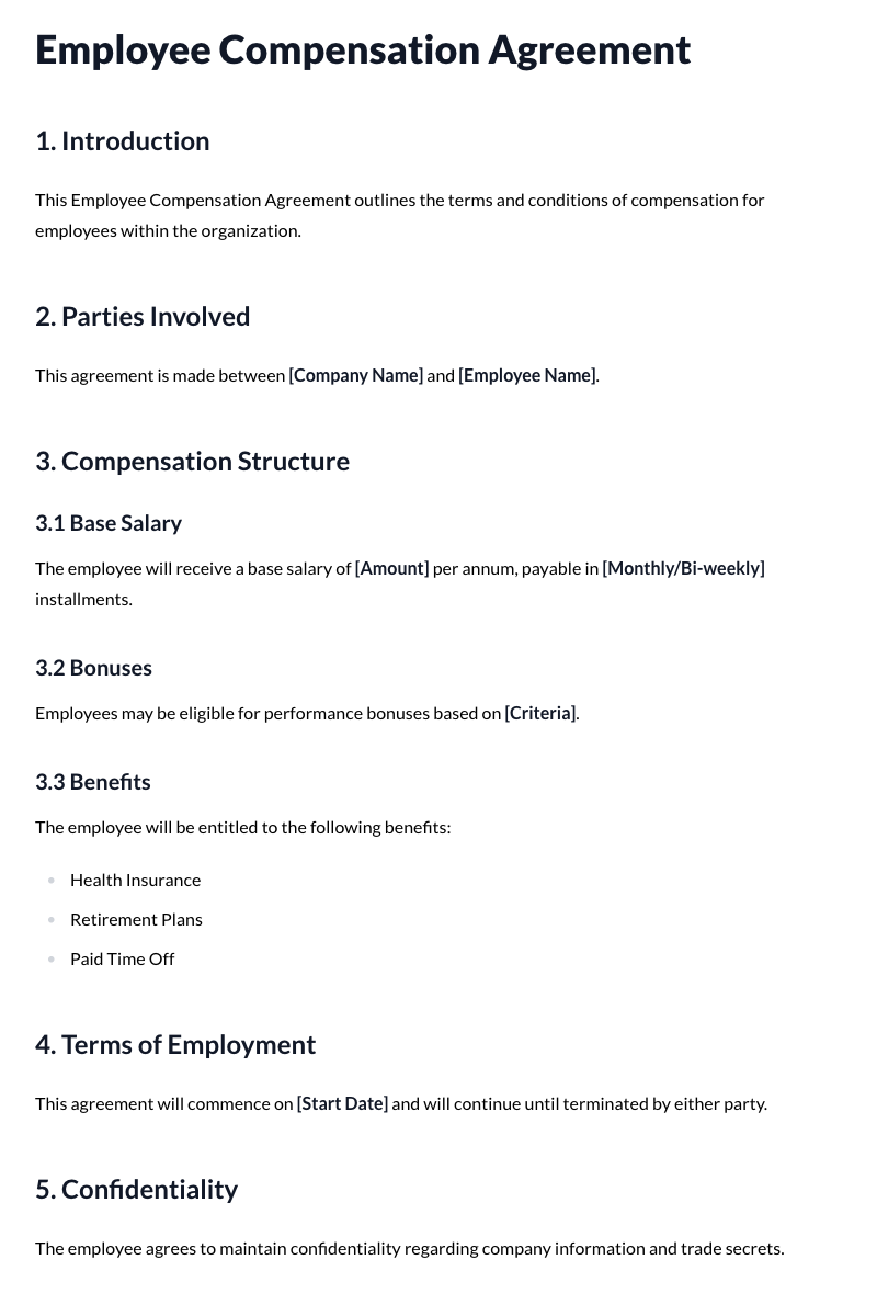 Employee Compensation Agreements