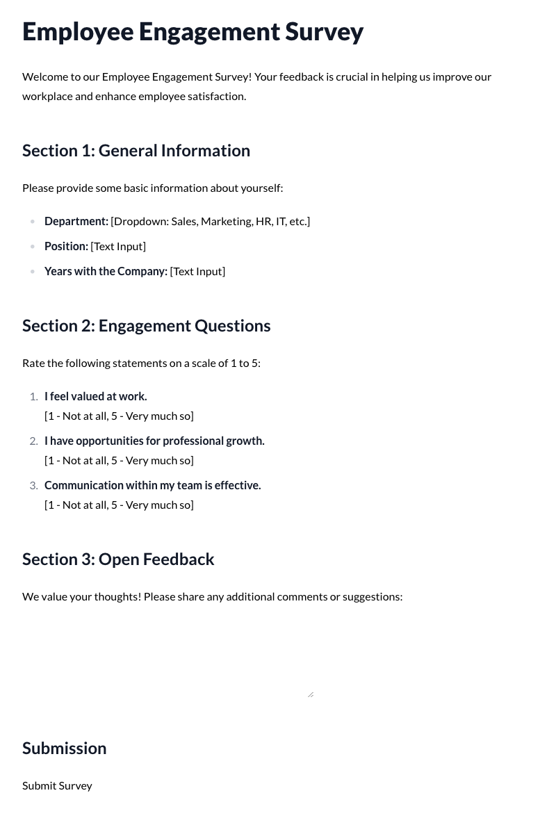 Employee Engagement Survey Template