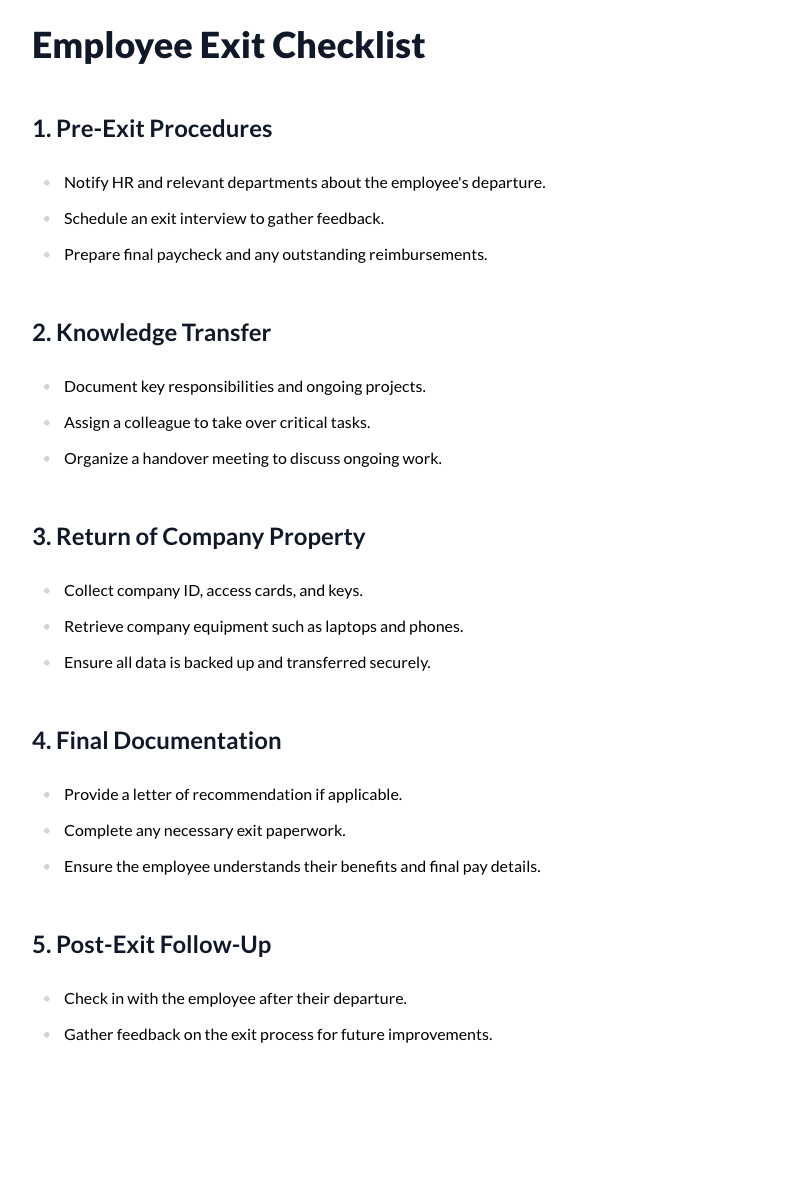 Employee Exit Checklist