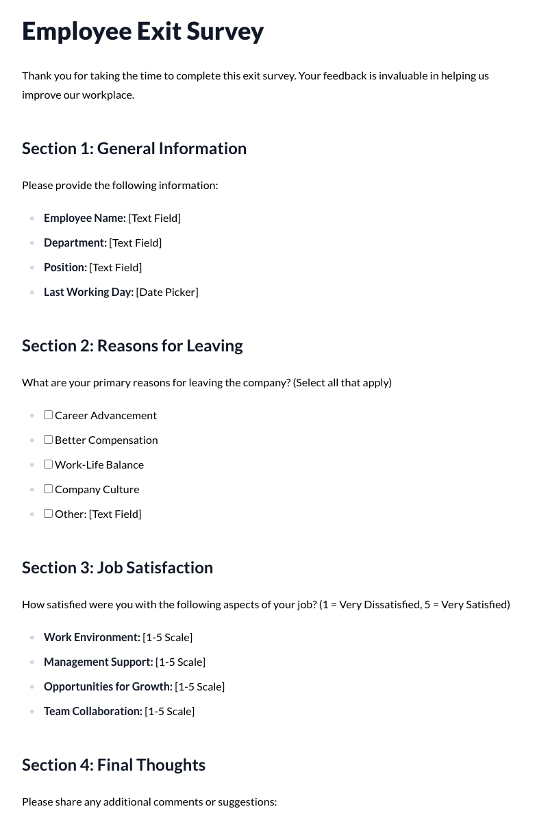 Employee Exit Survey