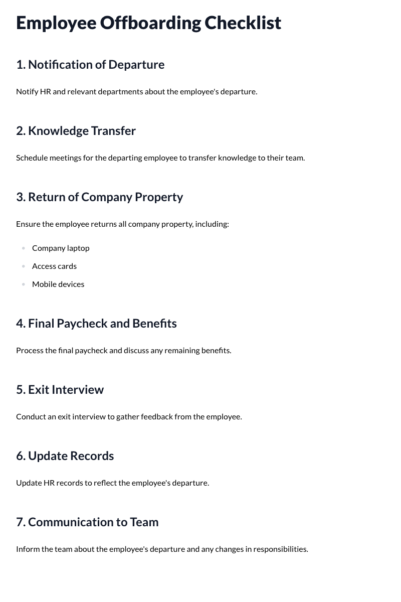 Employee Offboarding Checklist
