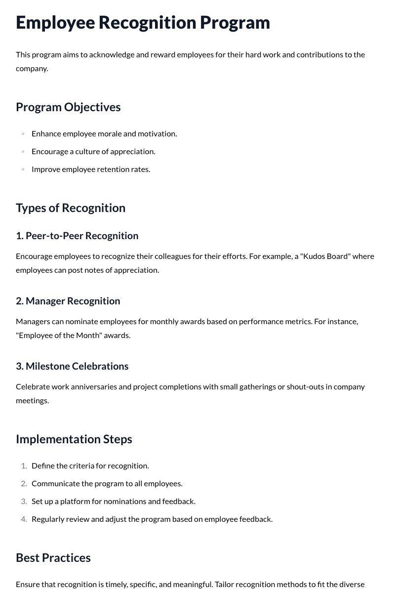 Employee Recognition Program