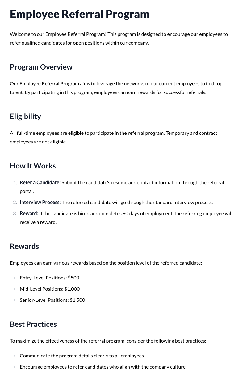 Employee Referral Program Template