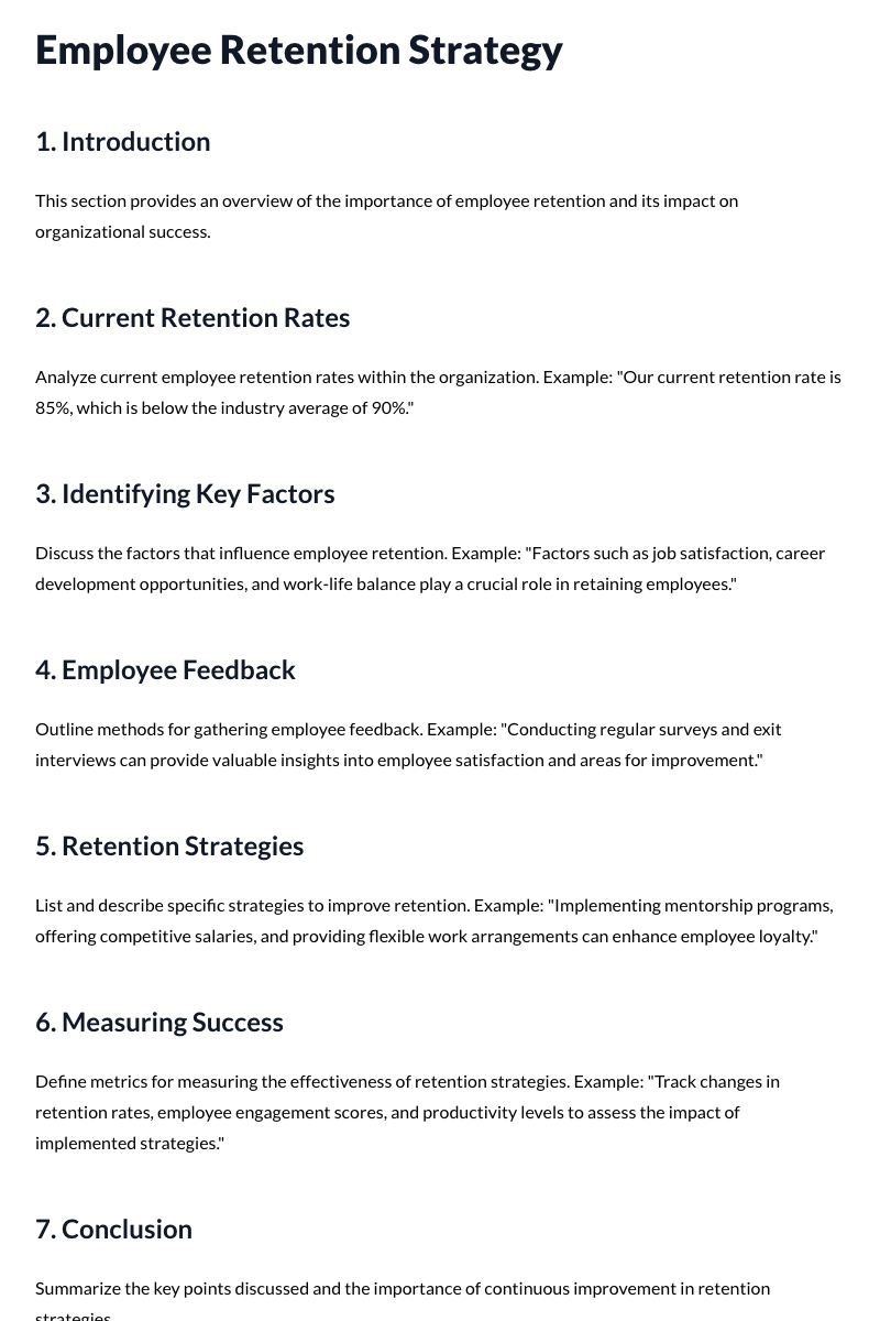 Employee Retention Strategy Template