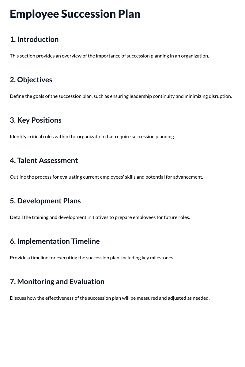 Employee Succession Plan
