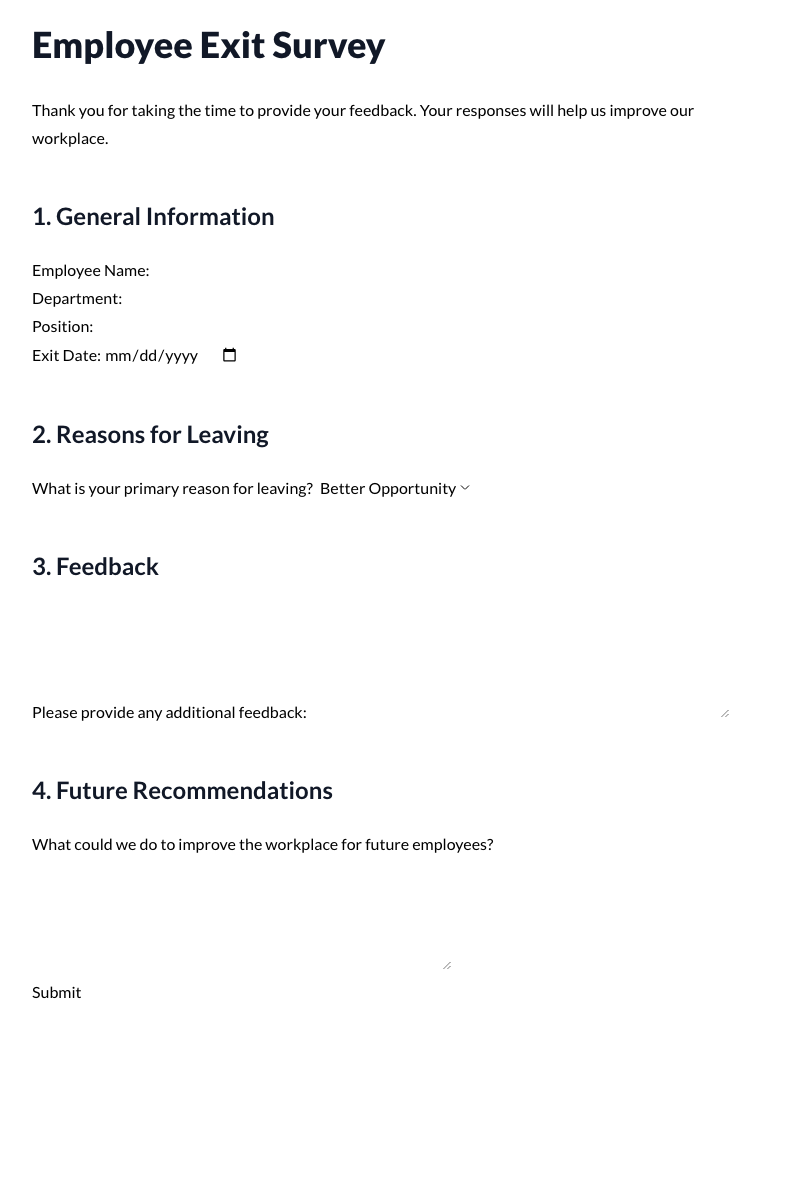 Employee Survey Template (Exit)