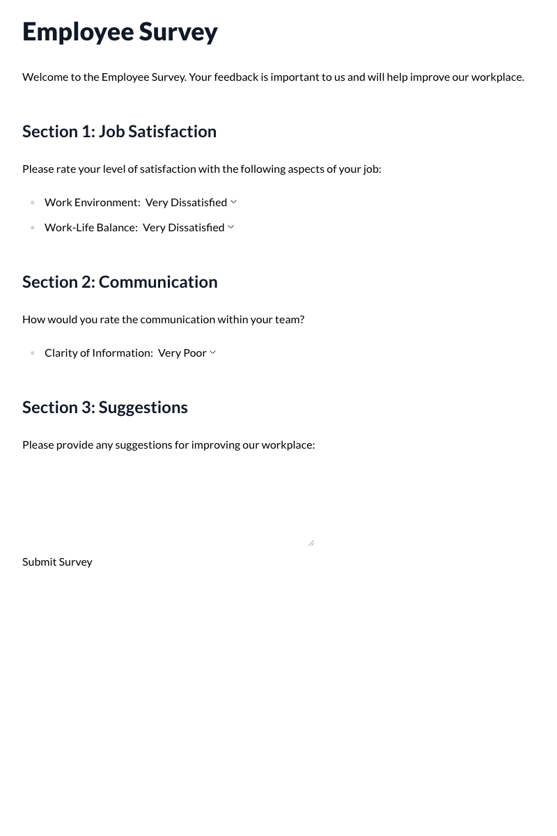 Employee Survey Template