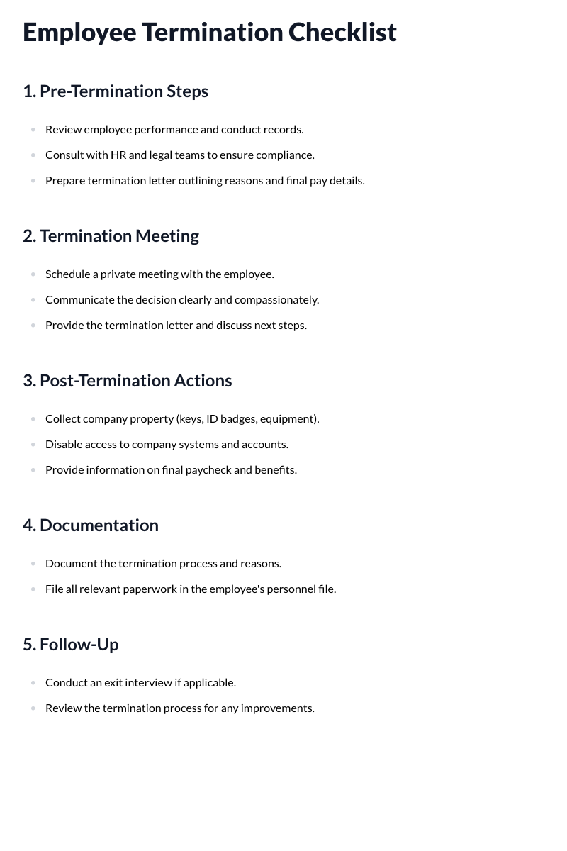 Employee Termination Checklist