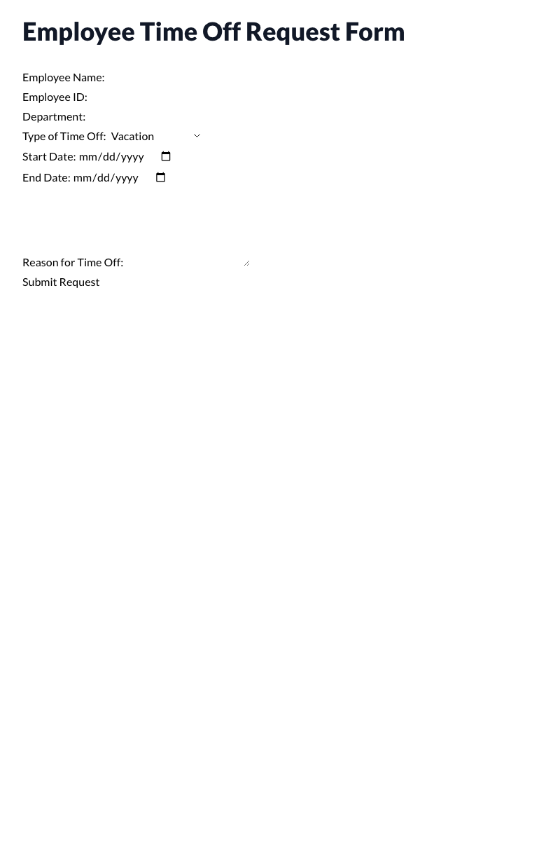 Employee Time Off Request Form