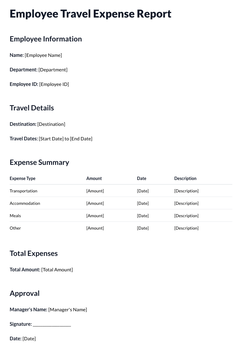 Employee Travel Expense Report