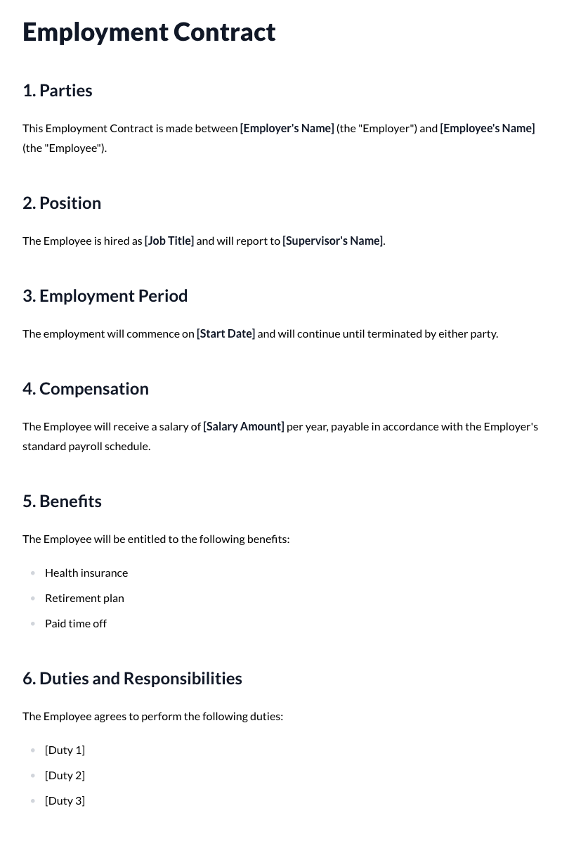 Employment Contract Template (Full-time)